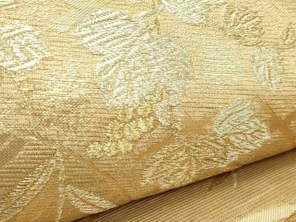 平和屋着物＊夏物　六通柄袋帯　地紙草花文　金銀糸　正絹　逸品　CABK6926rv