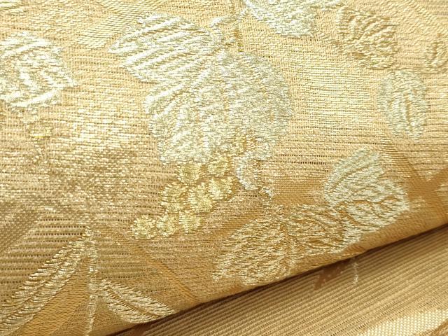 平和屋着物＊夏物　六通柄袋帯　地紙草花文　金銀糸　正絹　逸品　CABK6926rv
