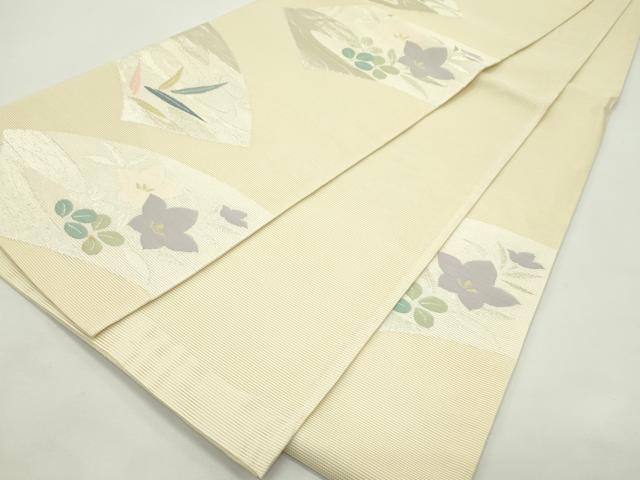 平和屋着物＊夏物　六通柄袋帯　地紙流水草花文　こかげ　金銀糸　正絹　逸品　CABK6928rv