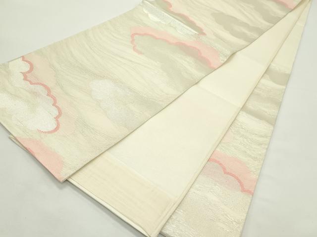 平和屋着物＊夏物　六通柄袋帯　雲重ね文様　銀糸　正絹　逸品　CABK6930rv
