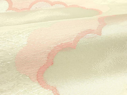 平和屋着物＊夏物　六通柄袋帯　雲重ね文様　銀糸　正絹　逸品　CABK6930rv