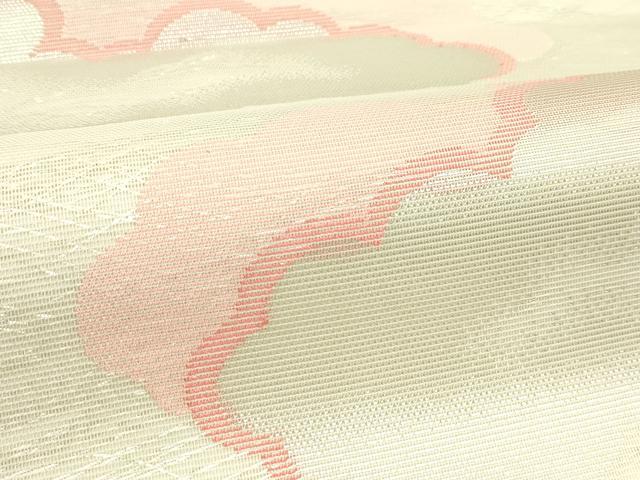 平和屋着物＊夏物　六通柄袋帯　雲重ね文様　銀糸　正絹　逸品　CABK6930rv