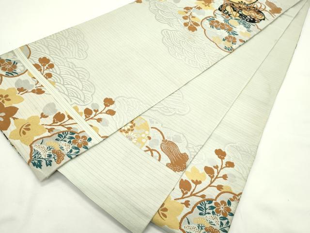 平和屋着物＊夏物　アンティーク　大正ロマン　丸帯　唐織　鼓鳳凰草花文　正絹　逸品　CABK6933rv