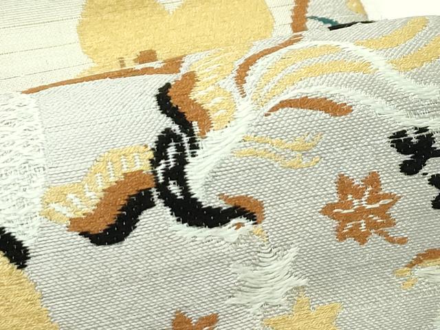 平和屋着物＊夏物　アンティーク　大正ロマン　丸帯　唐織　鼓鳳凰草花文　正絹　逸品　CABK6933rv