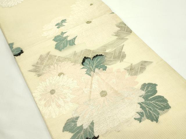 平和屋着物＊夏物　アンティーク　大正ロマン　丸帯　引き抜き帯　唐織　菊　金銀糸　正絹　逸品　CABK6946rv