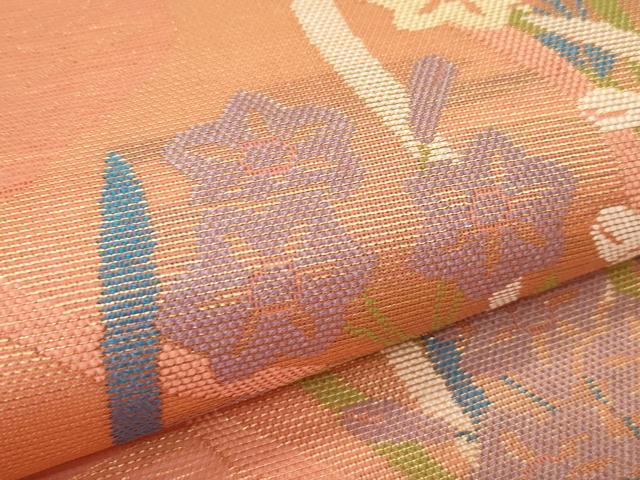 平和屋着物＊夏物　六通柄袋帯　水仙立波文　金糸　正絹　逸品　CABK6948rv