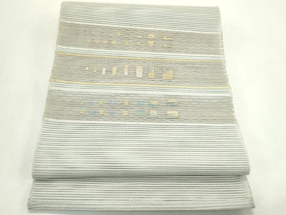 平和屋着物＊夏物　八寸名古屋帯　絽綴れ　横段文　金銀糸　正絹　逸品　CABK6951rv