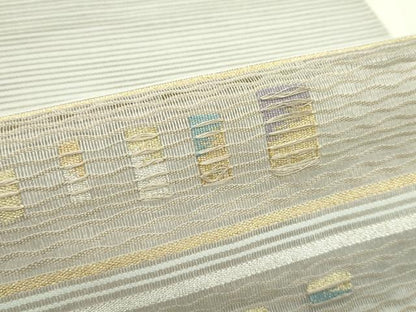 平和屋着物＊夏物　八寸名古屋帯　絽綴れ　横段文　金銀糸　正絹　逸品　CABK6951rv