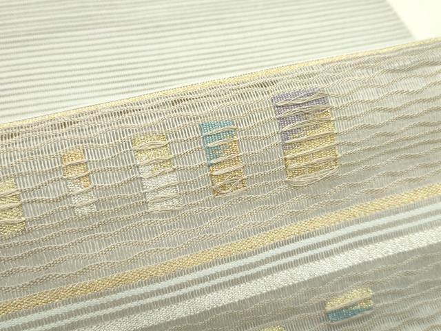 平和屋着物＊夏物　八寸名古屋帯　絽綴れ　横段文　金銀糸　正絹　逸品　CABK6951rv