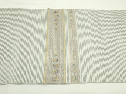 平和屋着物＊夏物　八寸名古屋帯　絽綴れ　横段文　金銀糸　正絹　逸品　CABK6951rv