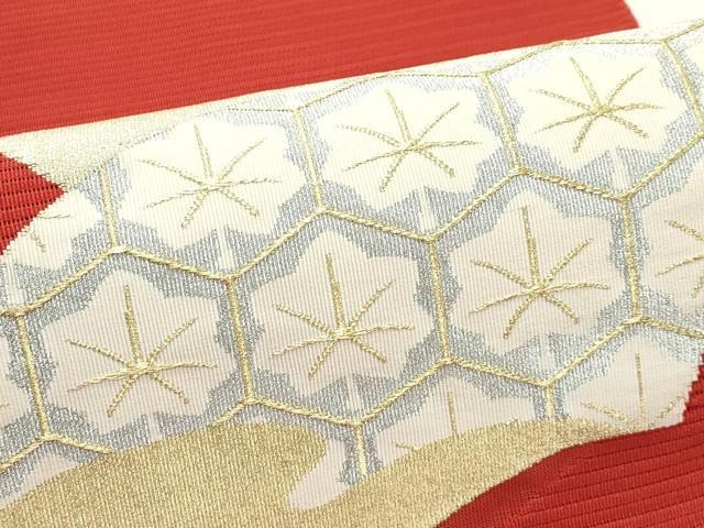 平和屋着物＊夏物　八寸名古屋帯　絽綴れ　地紙重ね文　金銀糸　正絹　逸品　未使用　CABK6952rv