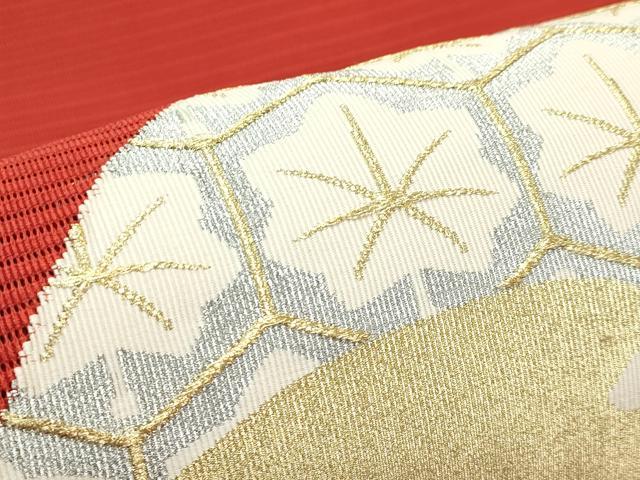 平和屋着物＊夏物　八寸名古屋帯　絽綴れ　地紙重ね文　金銀糸　正絹　逸品　未使用　CABK6952rv