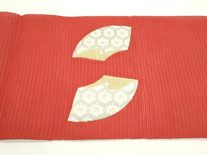 平和屋着物＊夏物　八寸名古屋帯　絽綴れ　地紙重ね文　金銀糸　正絹　逸品　未使用　CABK6952rv