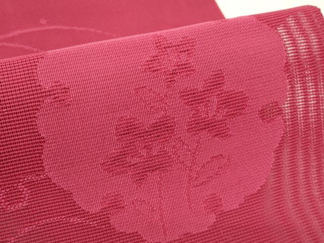 平和屋着物＊夏物　八寸名古屋帯　雪輪花文　濃紅色　CABK6953rv