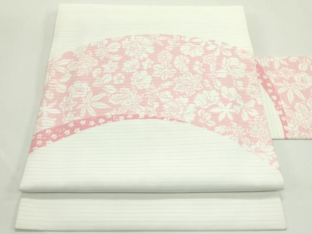 平和屋着物＊夏物　九寸名古屋帯　草花文　CABK6961rv