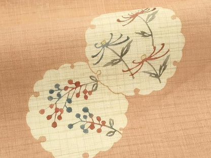 平和屋着物＊夏物　九寸名古屋帯　型染め　雪輪草花文　麻　逸品　CABK6962rv