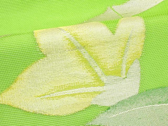 平和屋着物＊夏物　九寸開き名古屋帯　草花竹文　銀糸　逸品　CABK6964rv