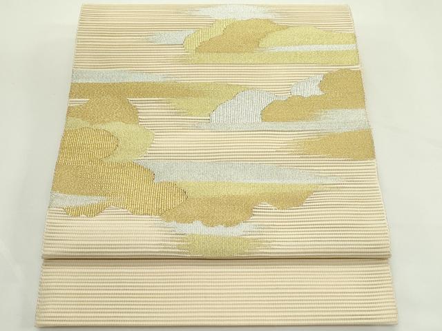 平和屋着物＊夏物　八寸名古屋帯　絽綴れ　雲重ね文　金銀糸　正絹　逸品　未使用　CABK6966rv