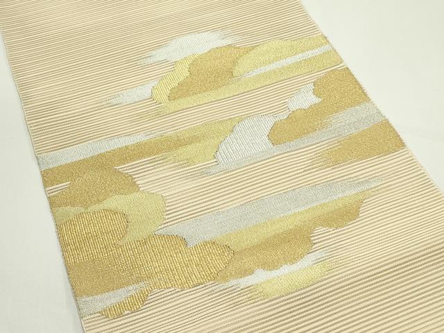平和屋着物＊夏物　八寸名古屋帯　絽綴れ　雲重ね文　金銀糸　正絹　逸品　未使用　CABK6966rv