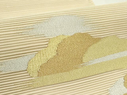 平和屋着物＊夏物　八寸名古屋帯　絽綴れ　雲重ね文　金銀糸　正絹　逸品　未使用　CABK6966rv