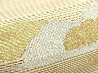 平和屋着物＊夏物　八寸名古屋帯　絽綴れ　雲重ね文　金銀糸　正絹　逸品　未使用　CABK6966rv