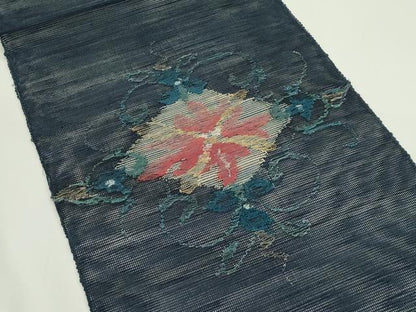 平和屋着物＊夏物　1854年創業　帯屋捨松　八寸名古屋帯　花唐草菱文　金糸　正絹　逸品　未使用　CABK6968rv