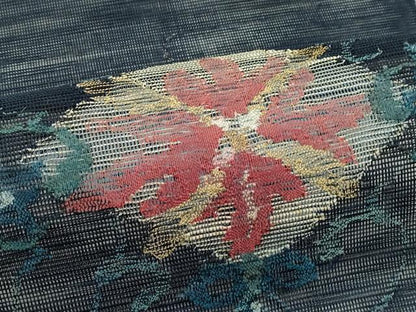平和屋着物＊夏物　1854年創業　帯屋捨松　八寸名古屋帯　花唐草菱文　金糸　正絹　逸品　未使用　CABK6968rv