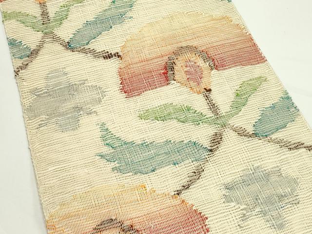 平和屋着物＊夏物　八寸名古屋帯　草花文　正絹　逸品　CABK6973rv