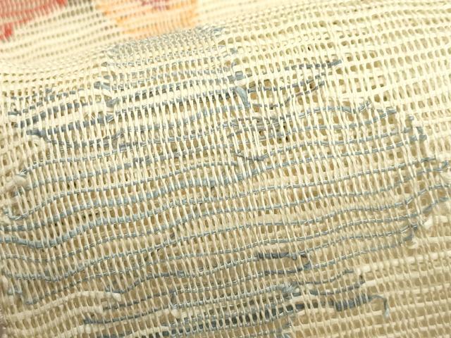 平和屋着物＊夏物　八寸名古屋帯　草花文　正絹　逸品　CABK6973rv