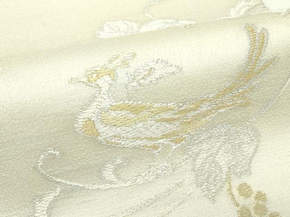 平和屋着物＊夏物　太鼓柄袋帯　唐織　葡萄蔦の葉鳥文　金銀糸　正絹　逸品　未使用　CABK6982rv