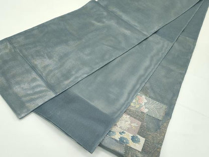 平和屋着物＊夏物　太鼓柄袋帯　短冊草花文　金銀糸　正絹　逸品　CABK6983rv