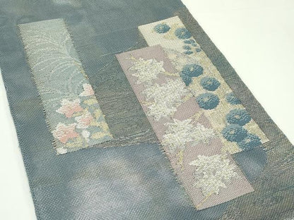 平和屋着物＊夏物　太鼓柄袋帯　短冊草花文　金銀糸　正絹　逸品　CABK6983rv
