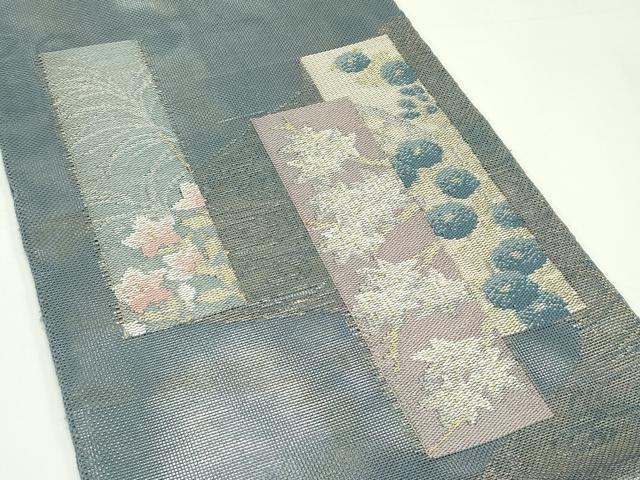 平和屋着物＊夏物　太鼓柄袋帯　短冊草花文　金銀糸　正絹　逸品　CABK6983rv