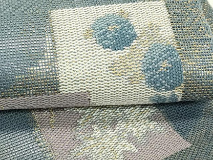 平和屋着物＊夏物　太鼓柄袋帯　短冊草花文　金銀糸　正絹　逸品　CABK6983rv