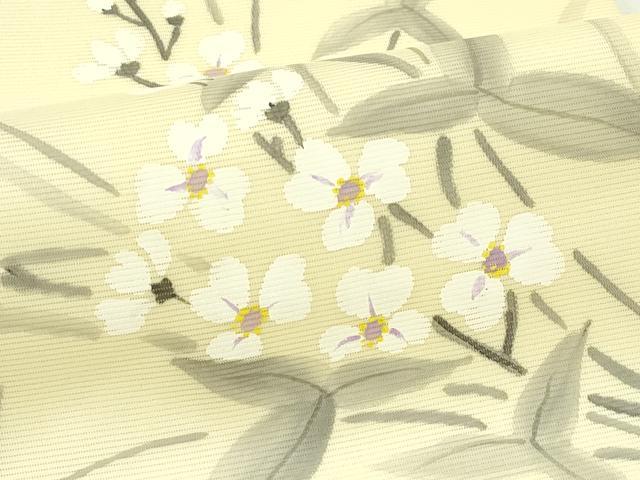 平和屋着物＊夏物　九寸名古屋帯　手描き　草花文　CABK6987rv