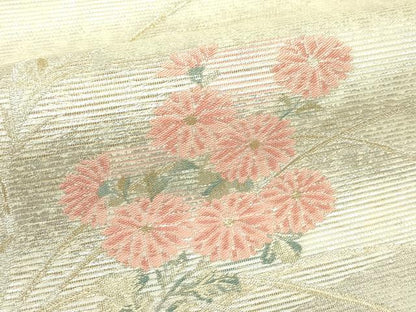 平和屋着物＊夏物　九寸名古屋帯　草花文　金銀糸　正絹　逸品　CABK6988rv