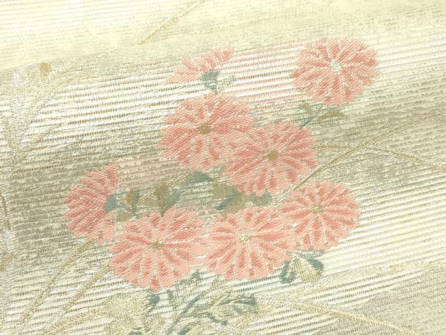 平和屋着物＊夏物　九寸名古屋帯　草花文　金銀糸　正絹　逸品　CABK6988rv