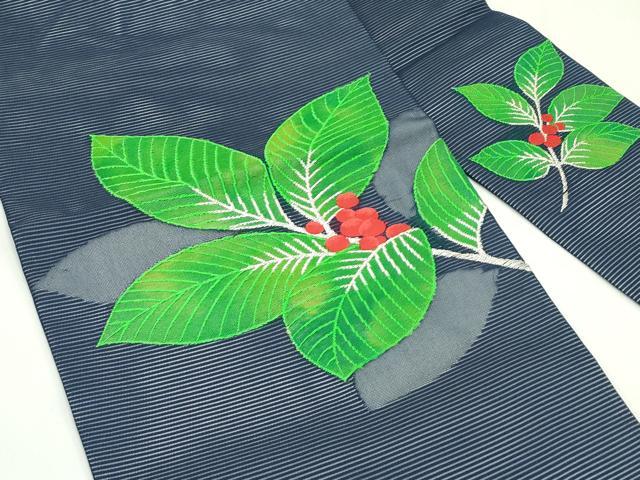 平和屋着物＊夏物　九寸名古屋帯　南天文　銀糸　正絹　逸品　CABK6989rv