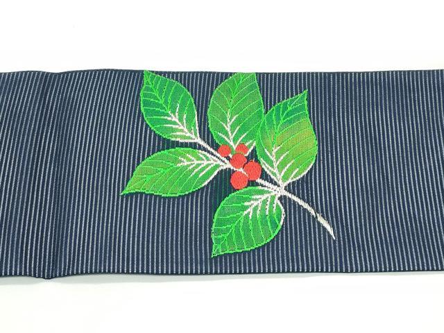 平和屋着物＊夏物　九寸名古屋帯　南天文　銀糸　正絹　逸品　CABK6989rv