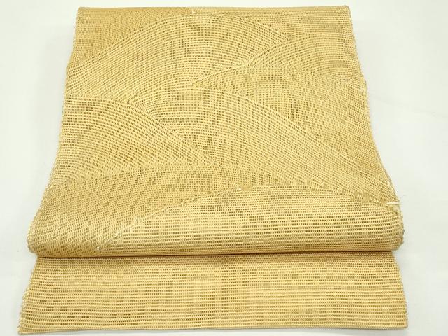 平和屋着物＊夏物　八寸名古屋帯　立波文　飴色　正絹　逸品　CABK6992rv