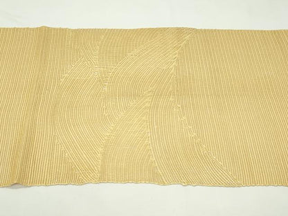 平和屋着物＊夏物　八寸名古屋帯　立波文　飴色　正絹　逸品　CABK6992rv