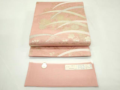 平和屋着物＊夏物　西陣　まいづる謹製　六通柄袋帯　秋草文　金銀糸　証紙付き　正絹　逸品　未使用　CABK7001rv