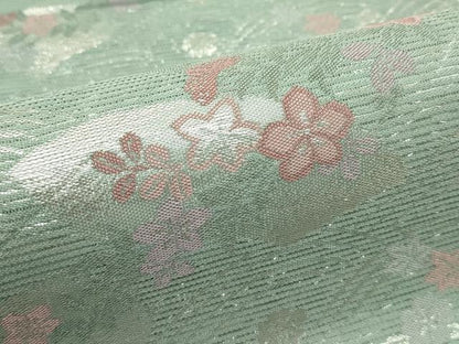 平和屋着物＊夏物　六通柄袋帯　立波地紙秋草文　銀糸　正絹　逸品　CABK7005rv