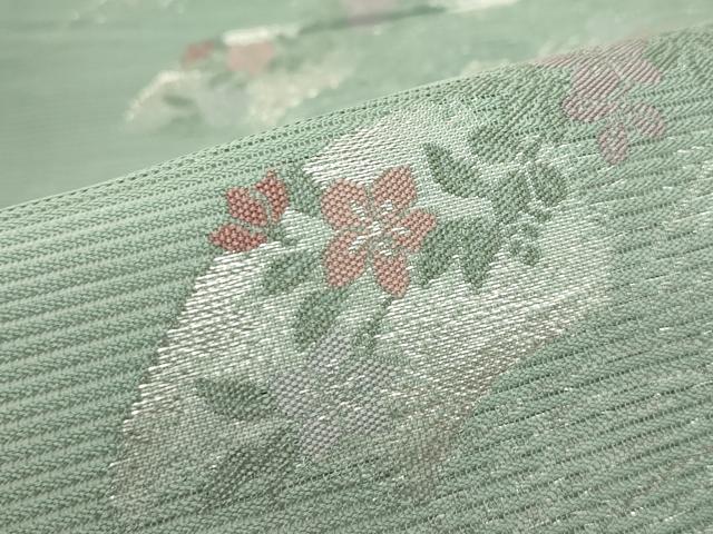 平和屋着物＊夏物　六通柄袋帯　立波地紙秋草文　銀糸　正絹　逸品　CABK7005rv