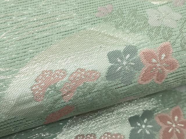 平和屋着物＊夏物　六通柄袋帯　立波地紙秋草文　銀糸　正絹　逸品　CABK7005rv