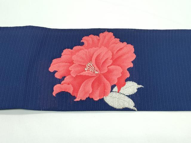 平和屋着物＊夏物　八寸名古屋帯　絽綴れ　牡丹　銀糸　正絹　逸品　未使用　CABK7006rv