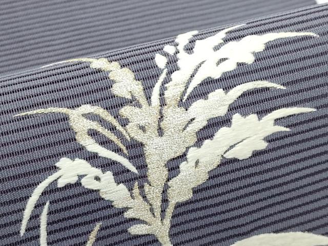平和屋着物＊夏物　八寸名古屋帯　総刺繍　絽綴れ　草木文　銀糸　正絹　逸品　CABK7007rv