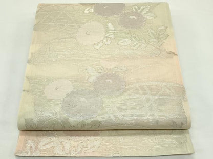 平和屋着物＊夏物　六通柄袋帯　菊籬文　銀糸　正絹　逸品　未使用　CABK7034rv