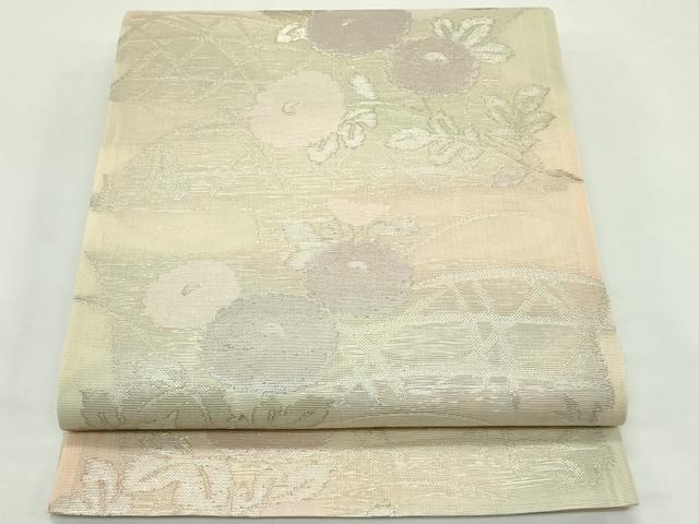 平和屋着物＊夏物　六通柄袋帯　菊籬文　銀糸　正絹　逸品　未使用　CABK7034rv