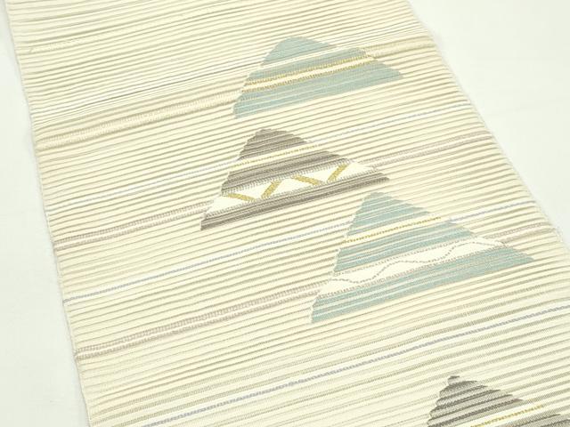 平和屋着物＊夏物　八寸名古屋帯　絽綴れ　幾何学文様　金銀糸　正絹　逸品　CABK7036rv